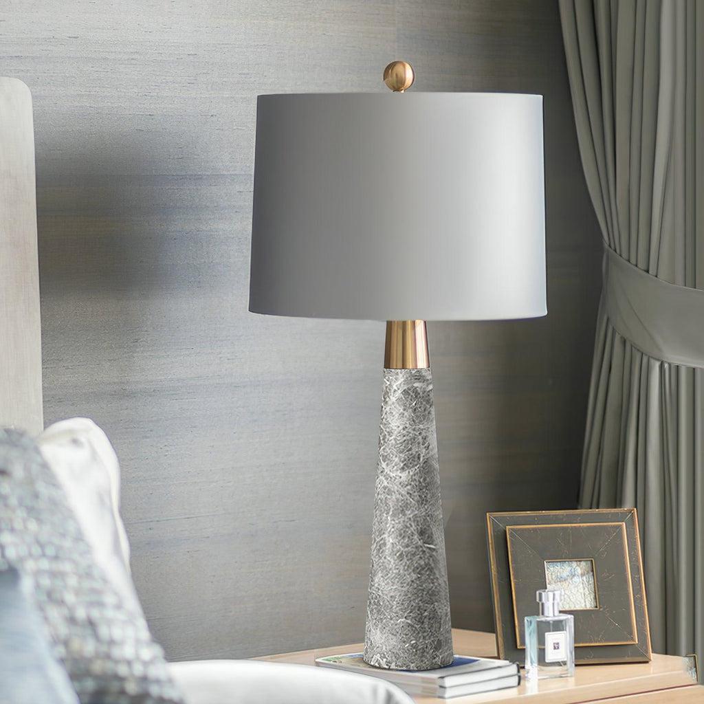 Lampe à poser moderne Buckley en Métal, Marbre Doré et gris
