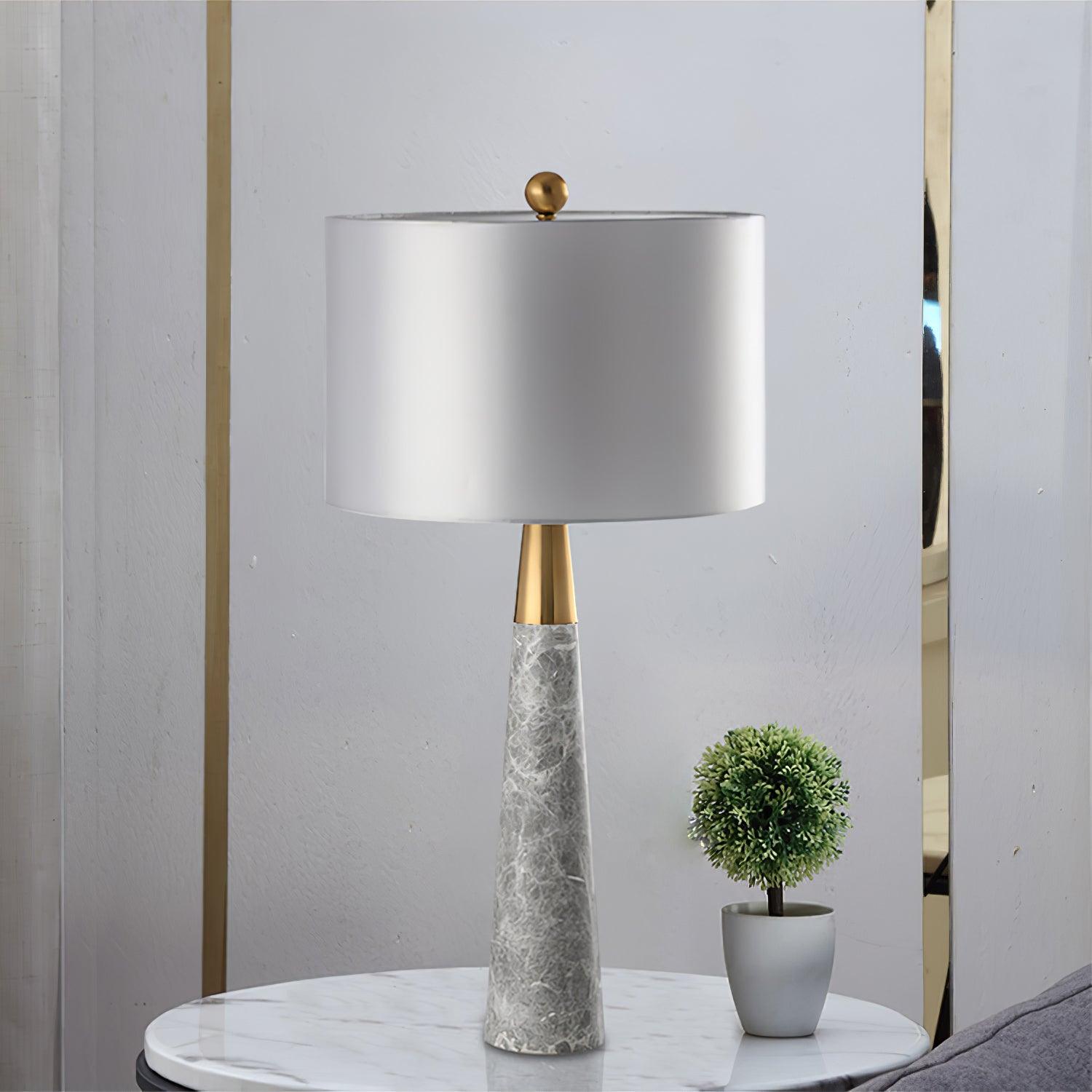 Lampe à poser moderne Buckley en Métal, Marbre Doré et gris