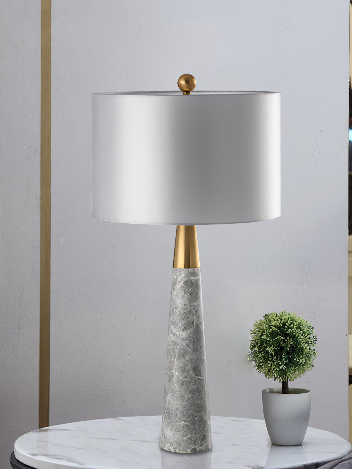 Lampe à poser moderne Buckley en Métal, Marbre Doré et gris