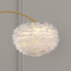 Lampadaire moderne Torbrand en Métal, Fer, Plume, M Blanc et doré