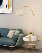 Lampadaire moderne Torbrand en Métal, Fer, Plume, M Blanc et doré