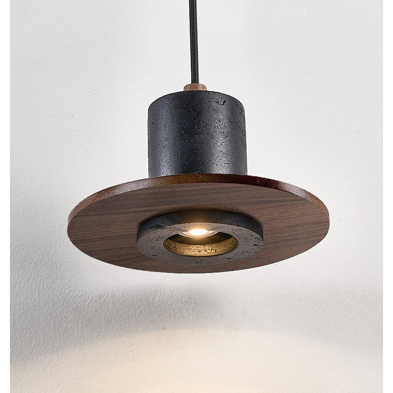 Suspension moderne Caden en Noir travertin et foncé noyer