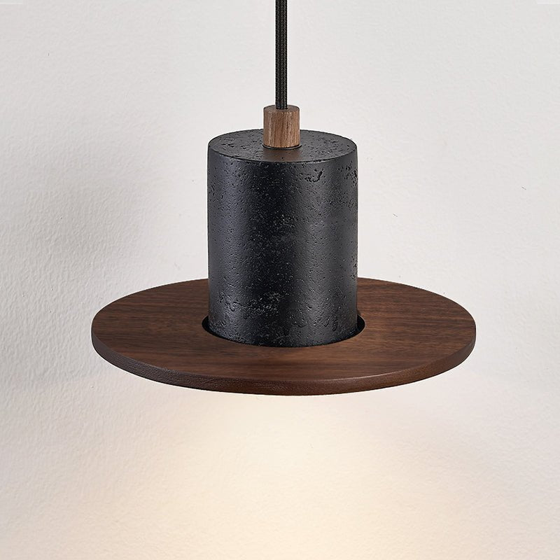 Suspension moderne Caden en Noir travertin et foncé noyer