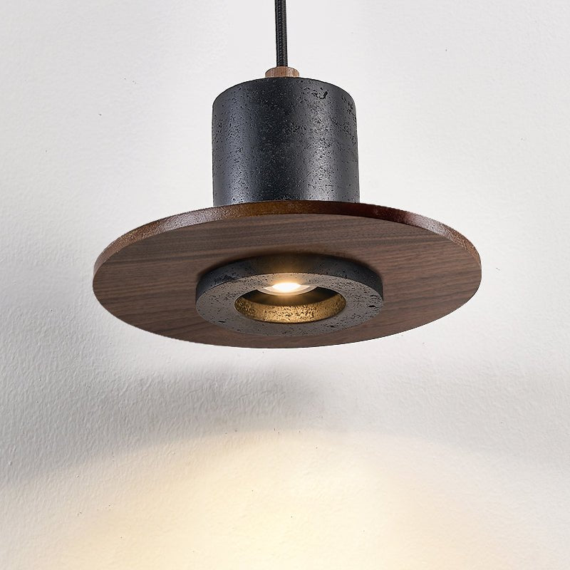 Suspension moderne Caden en Noir travertin et foncé noyer