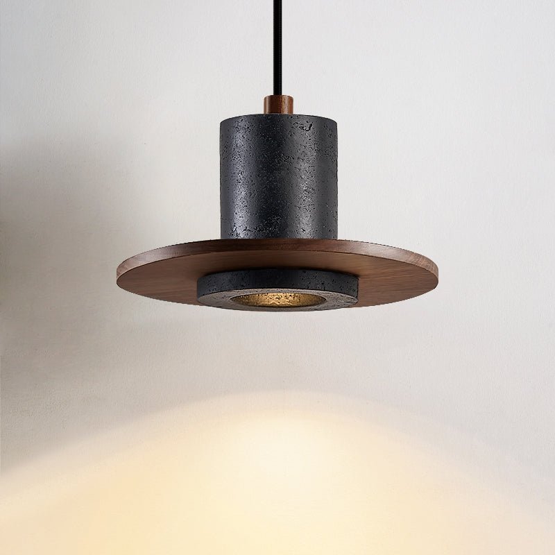 Suspension moderne Caden en Noir travertin et foncé noyer