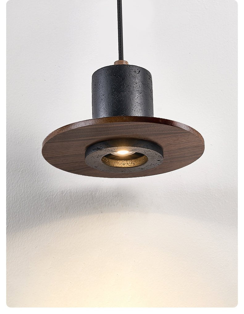 Suspension moderne Caden en Noir travertin et foncé noyer
