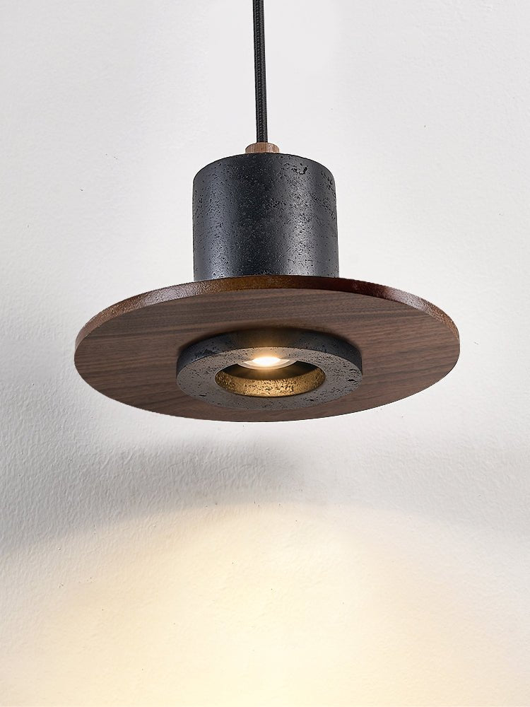Suspension moderne Caden en Noir travertin et foncé noyer