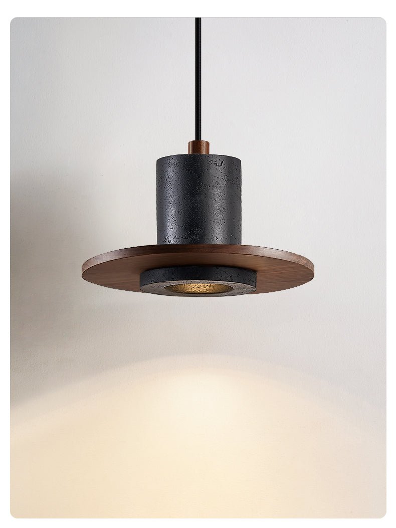 Suspension moderne Caden en Noir travertin et foncé noyer