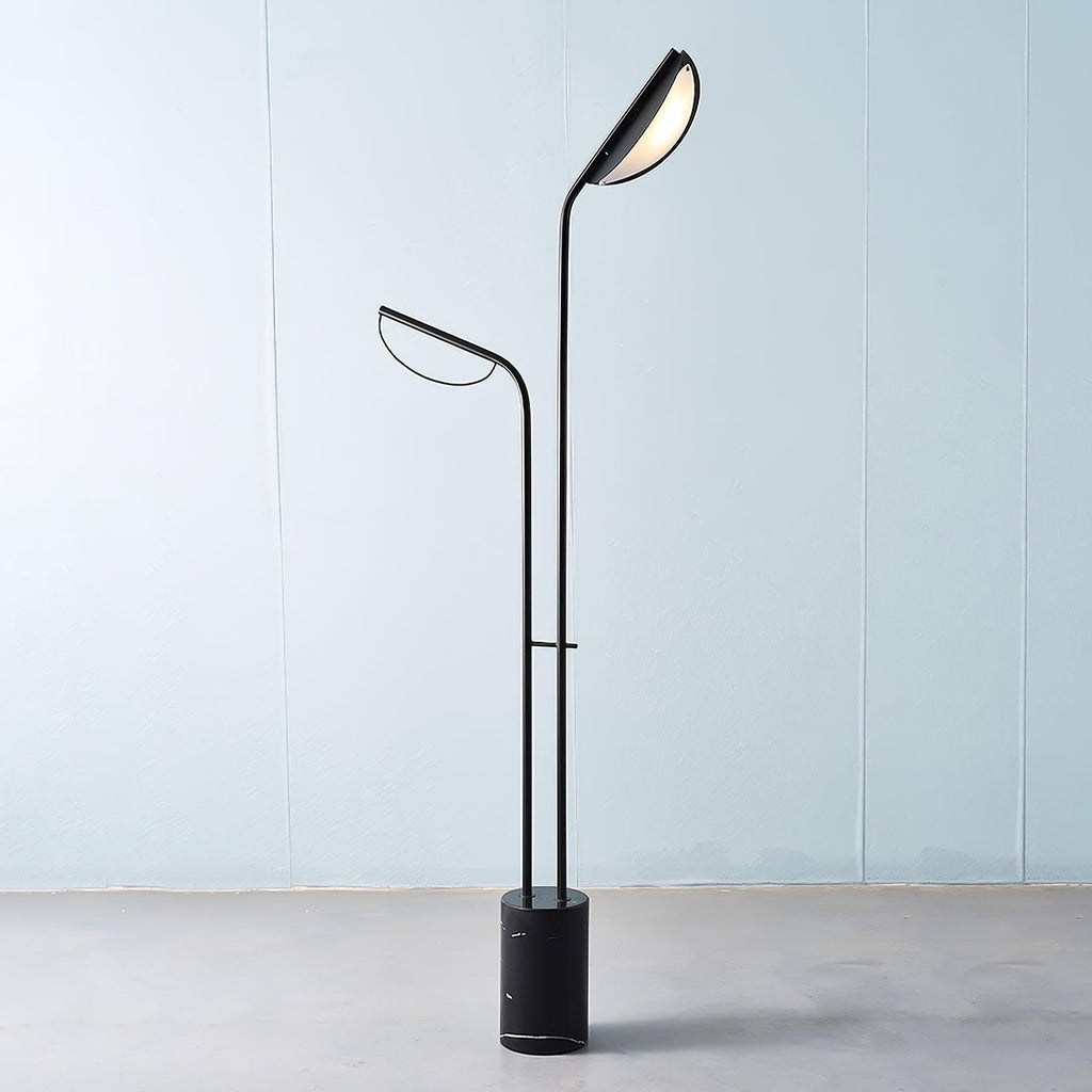 Lampadaire moderne Luca en Noir et noir marbre