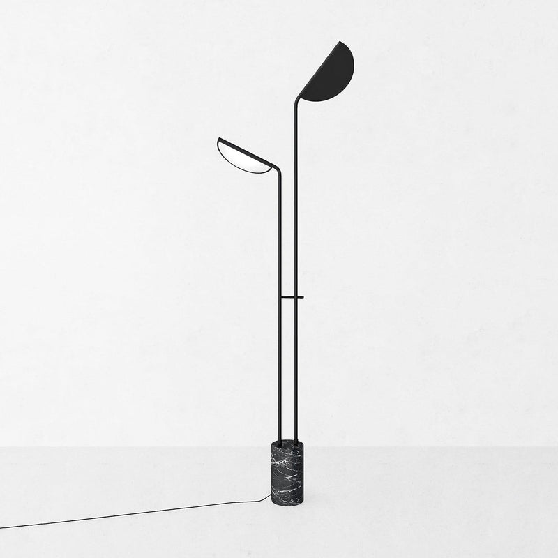 Lampadaire moderne Luca en Noir et noir marbre
