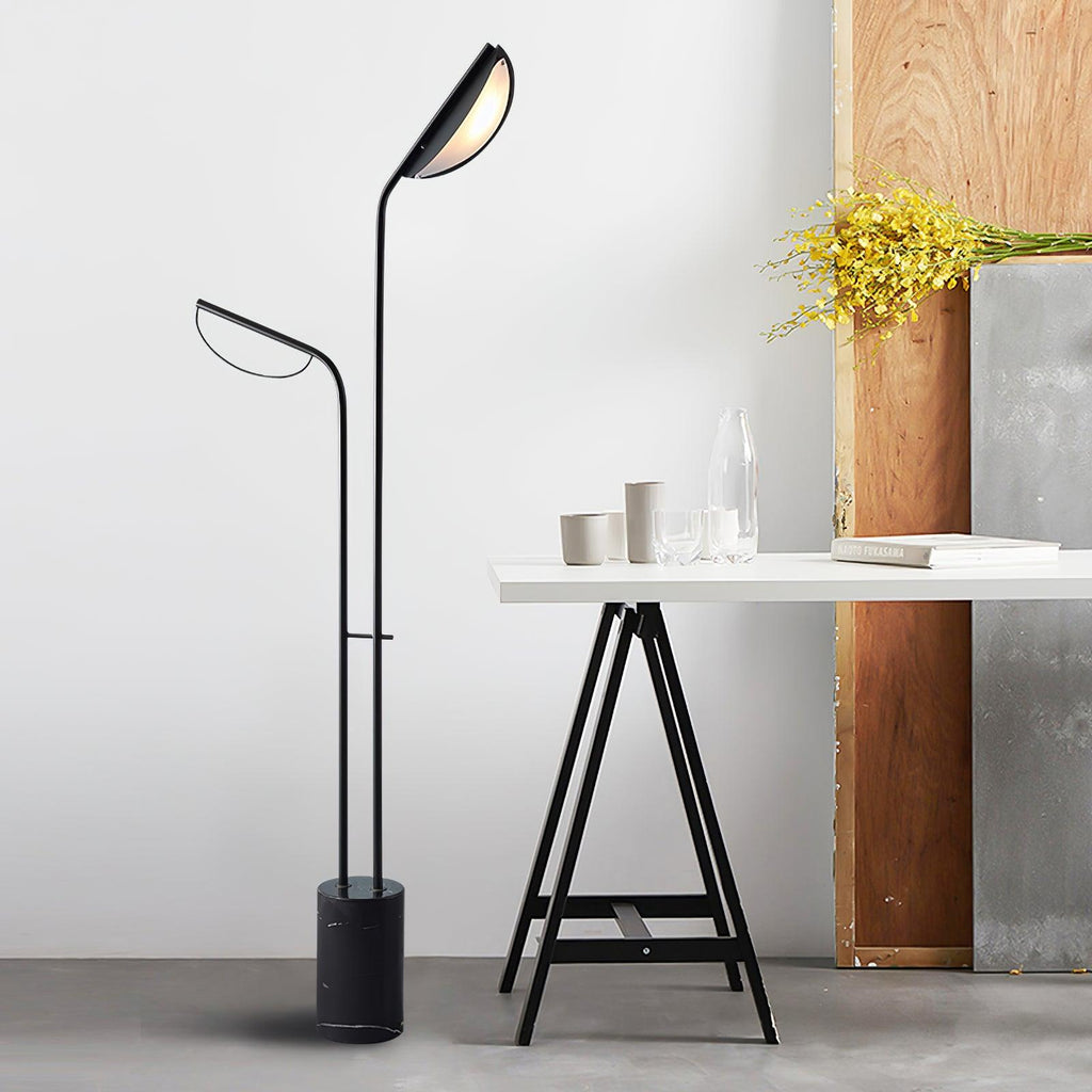 Lampadaire moderne Luca en Noir et noir marbre