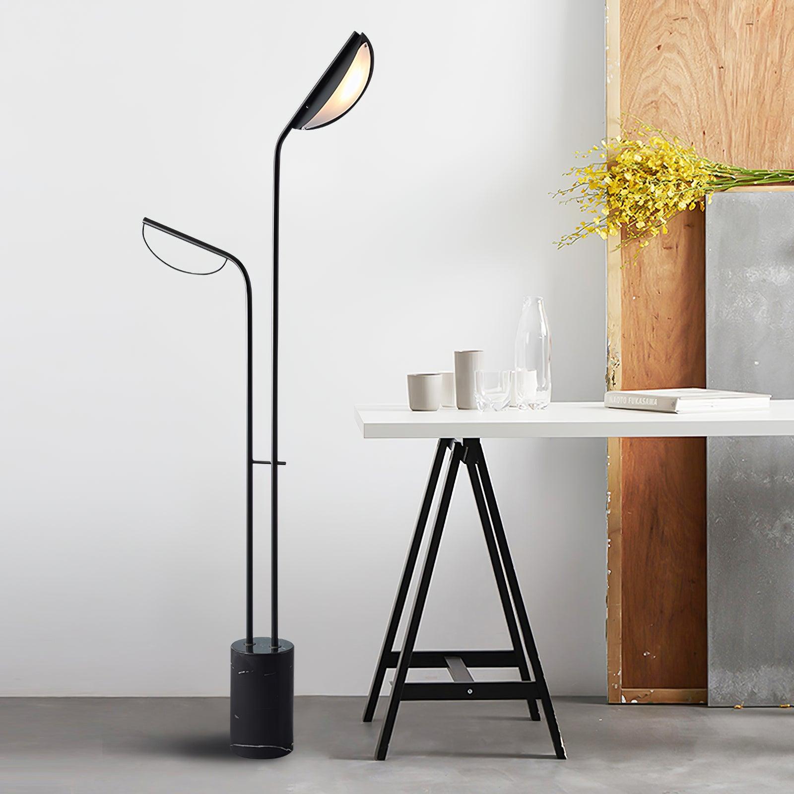 Lampadaire moderne Luca en Noir et noir marbre