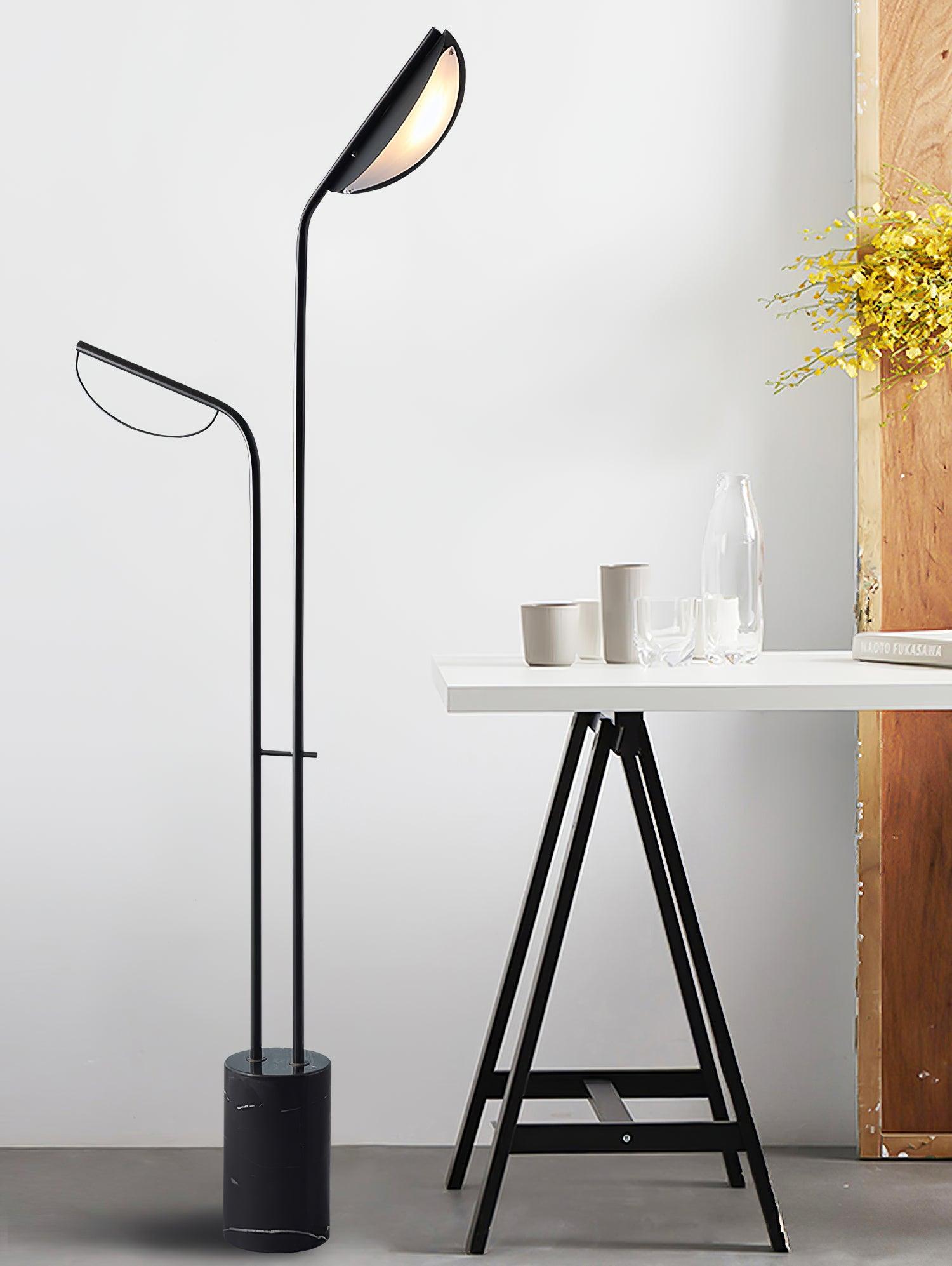 Lampadaire moderne Luca en Noir et noir marbre