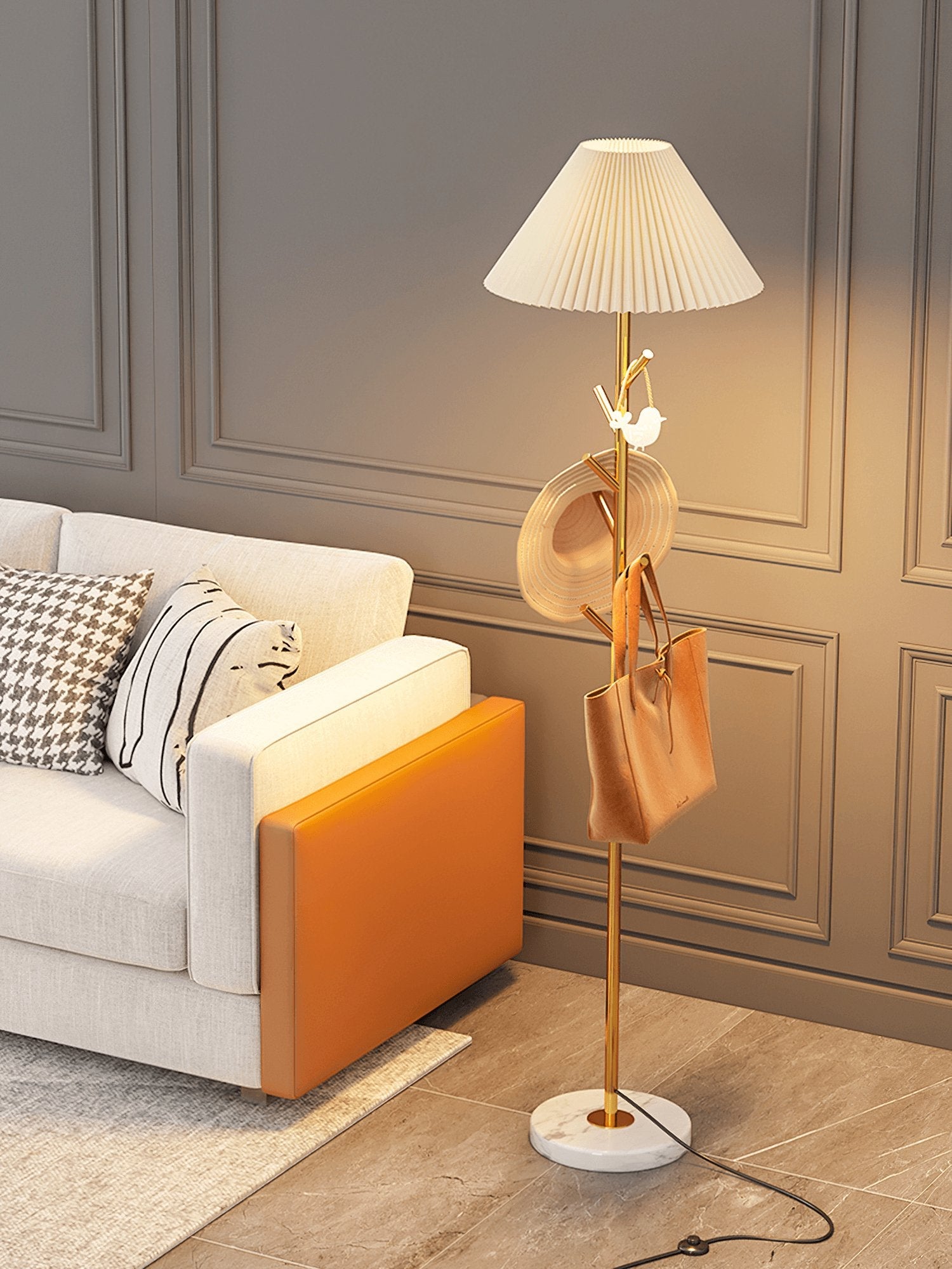 Lampadaire moderne Stav en Marbre Doré