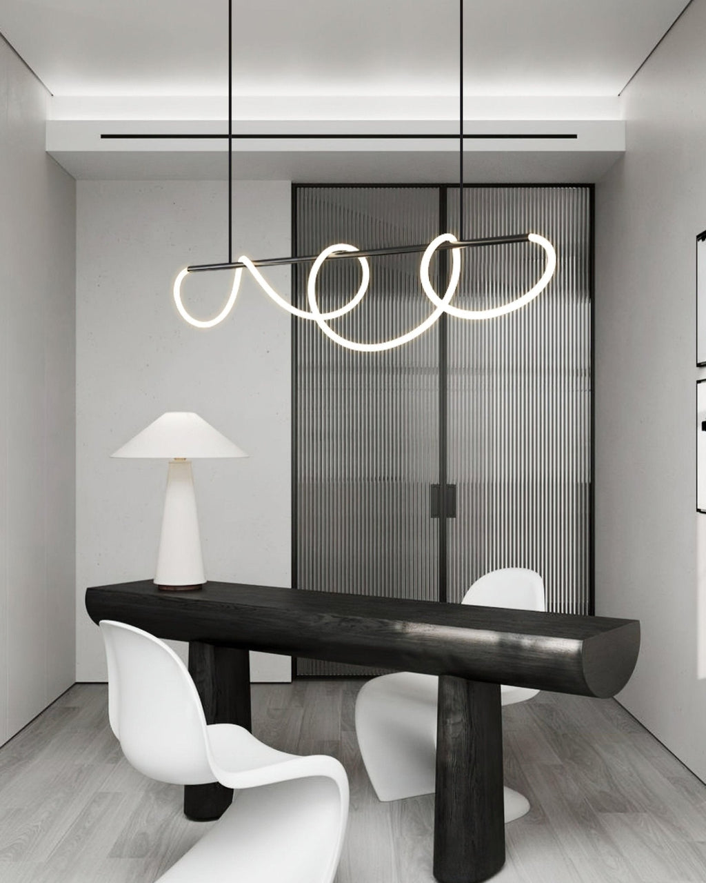 Lustre moderne Dagan en Métal Noir et blanc