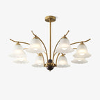 Lustre moderne Dame en Albâtre Laiton et dépoli blanc