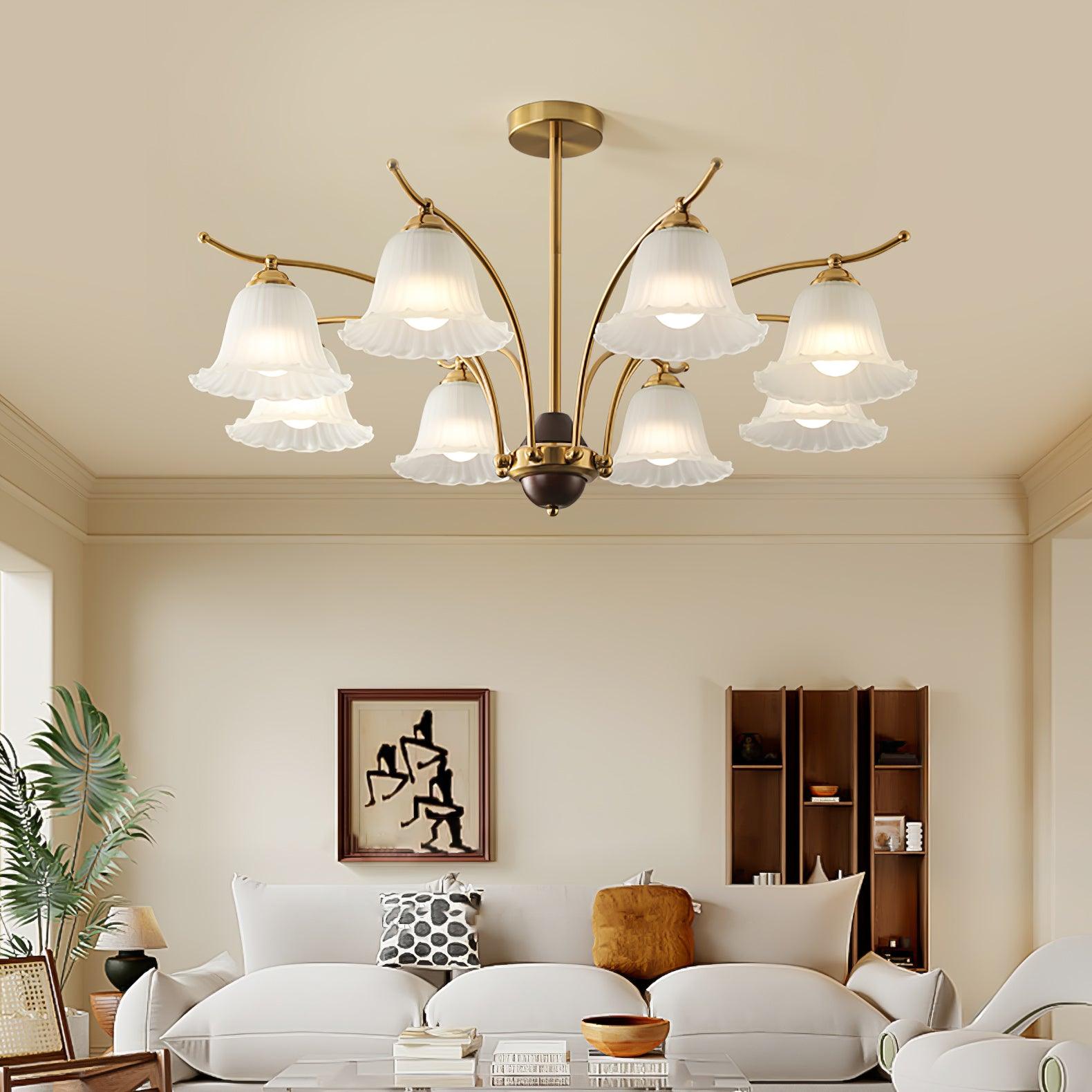 Lustre moderne Dame en Albâtre Laiton et dépoli blanc