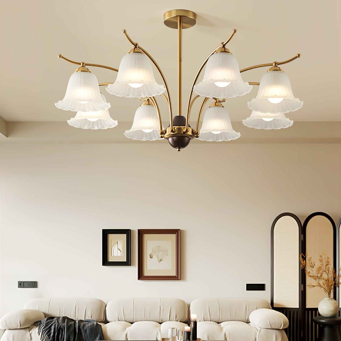 Lustre moderne Dame en Albâtre Laiton et dépoli blanc