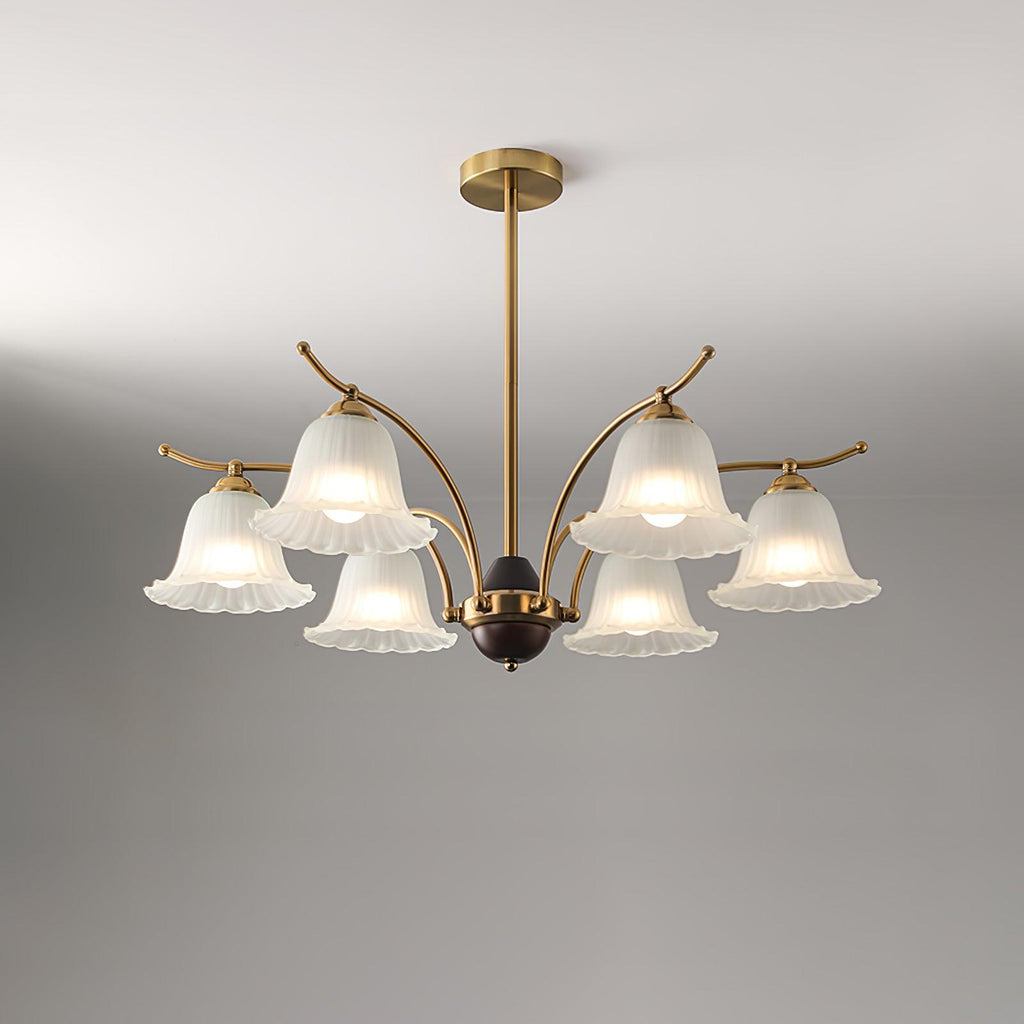 Lustre moderne Dame en Albâtre Laiton et dépoli blanc