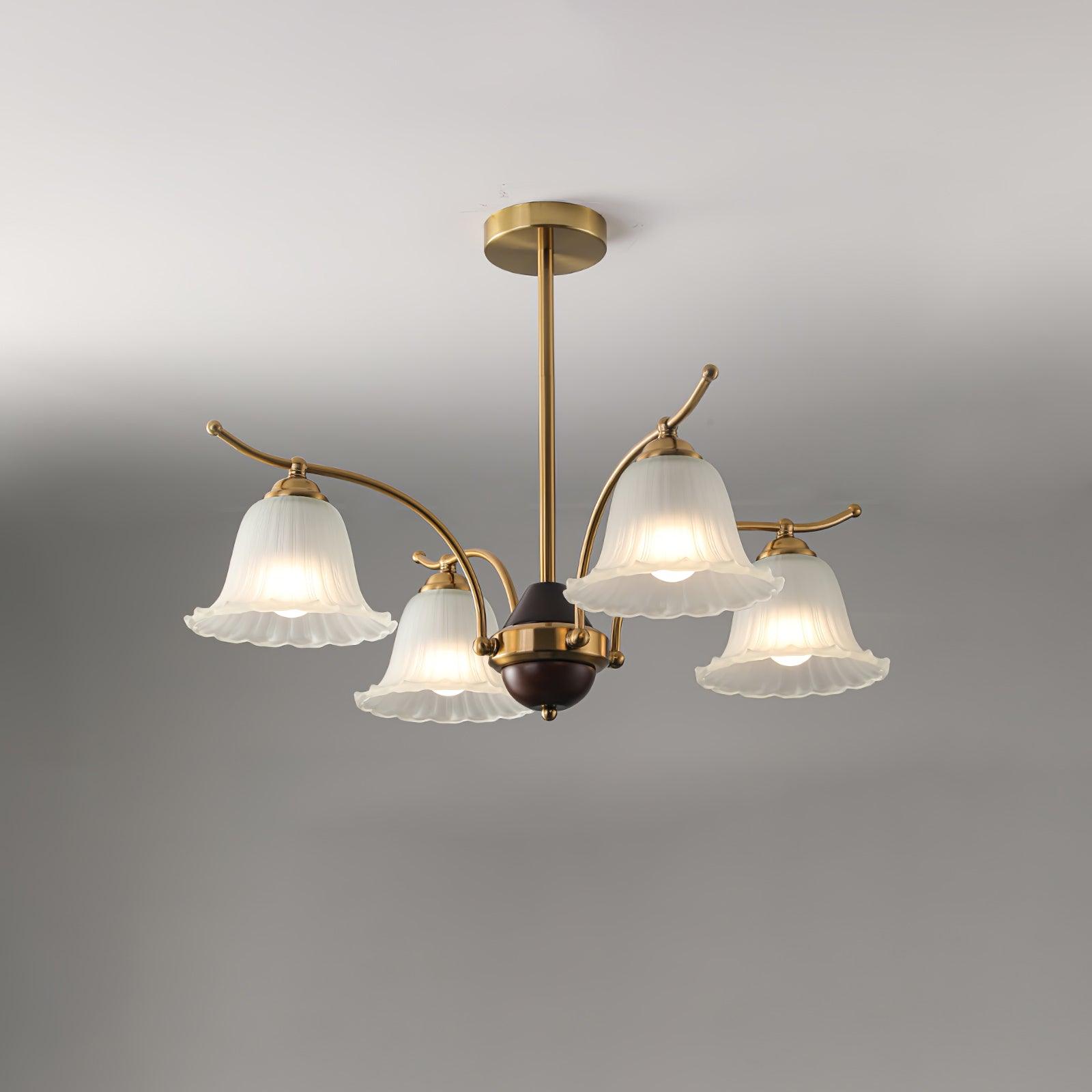 Lustre moderne Dame en Albâtre Laiton et dépoli blanc