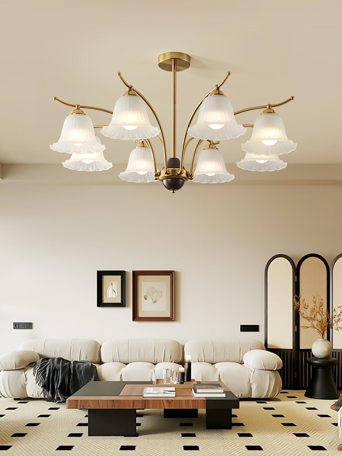 Lustre moderne Dame en Albâtre Laiton et dépoli blanc