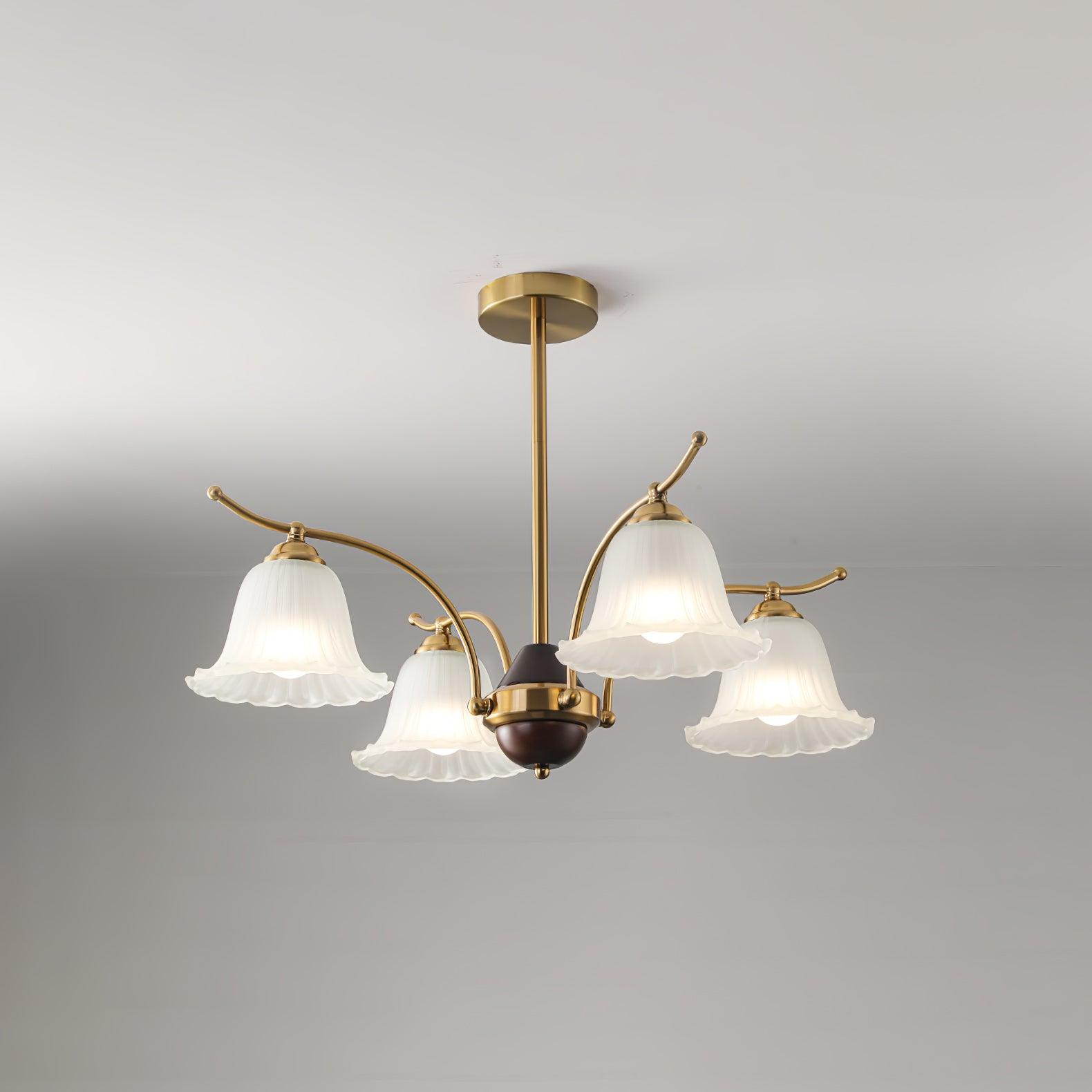 Lustre moderne Dame en Albâtre Laiton et dépoli blanc