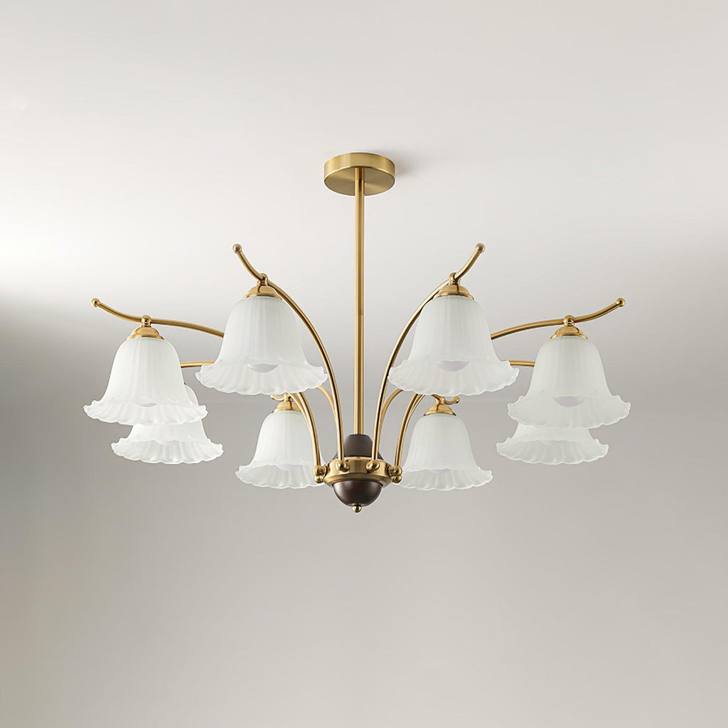 Lustre moderne Dame en Albâtre Laiton et dépoli blanc