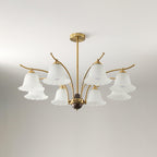 Lustre moderne Dame en Albâtre Laiton et dépoli blanc