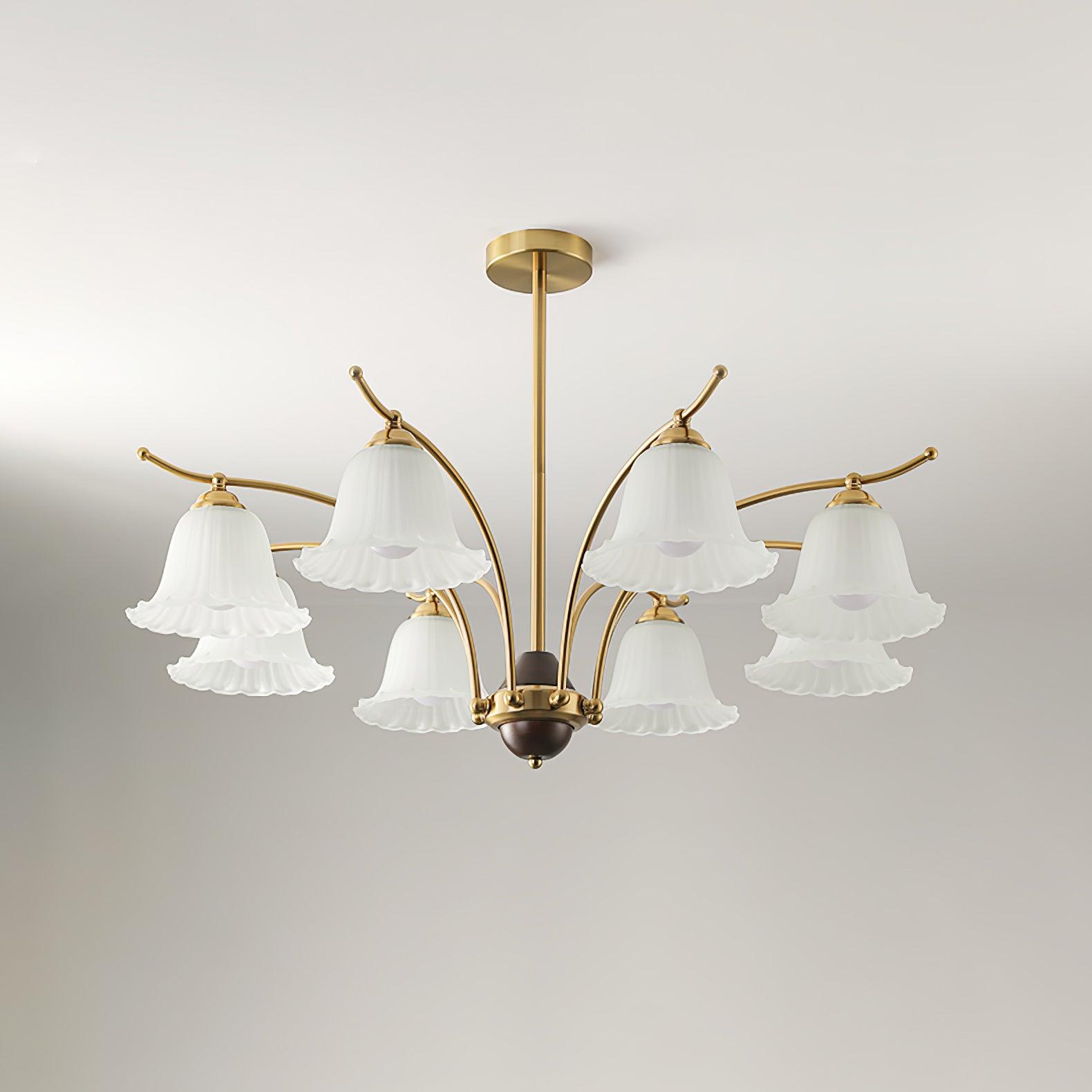 Lustre moderne Dame en Albâtre Laiton et dépoli blanc