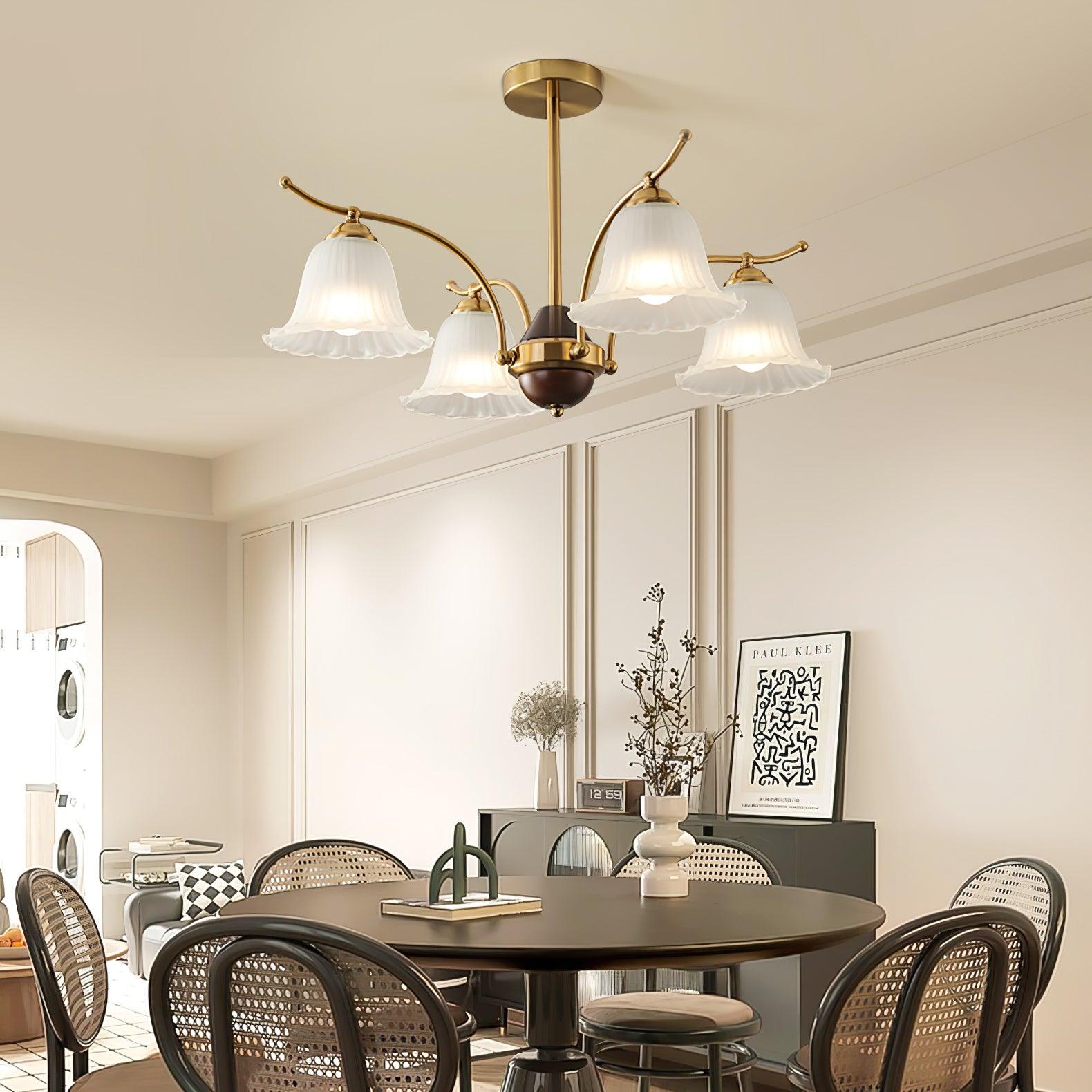 Lustre moderne Dame en Albâtre Laiton et dépoli blanc