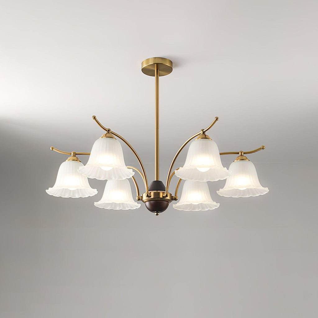 Lustre moderne Dame en Albâtre Laiton et dépoli blanc