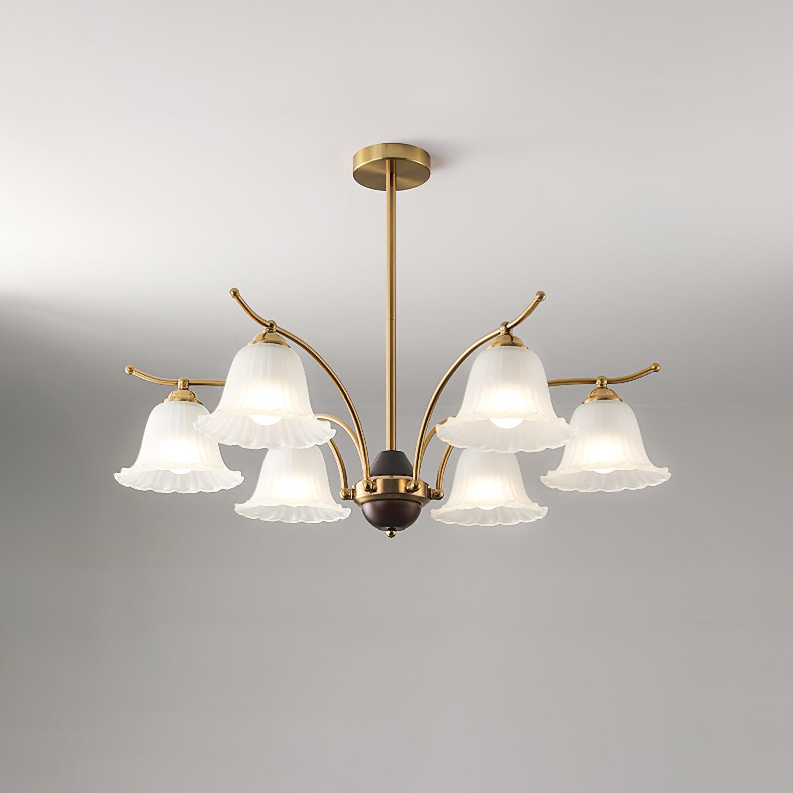 Lustre moderne Dame en Albâtre Laiton et dépoli blanc