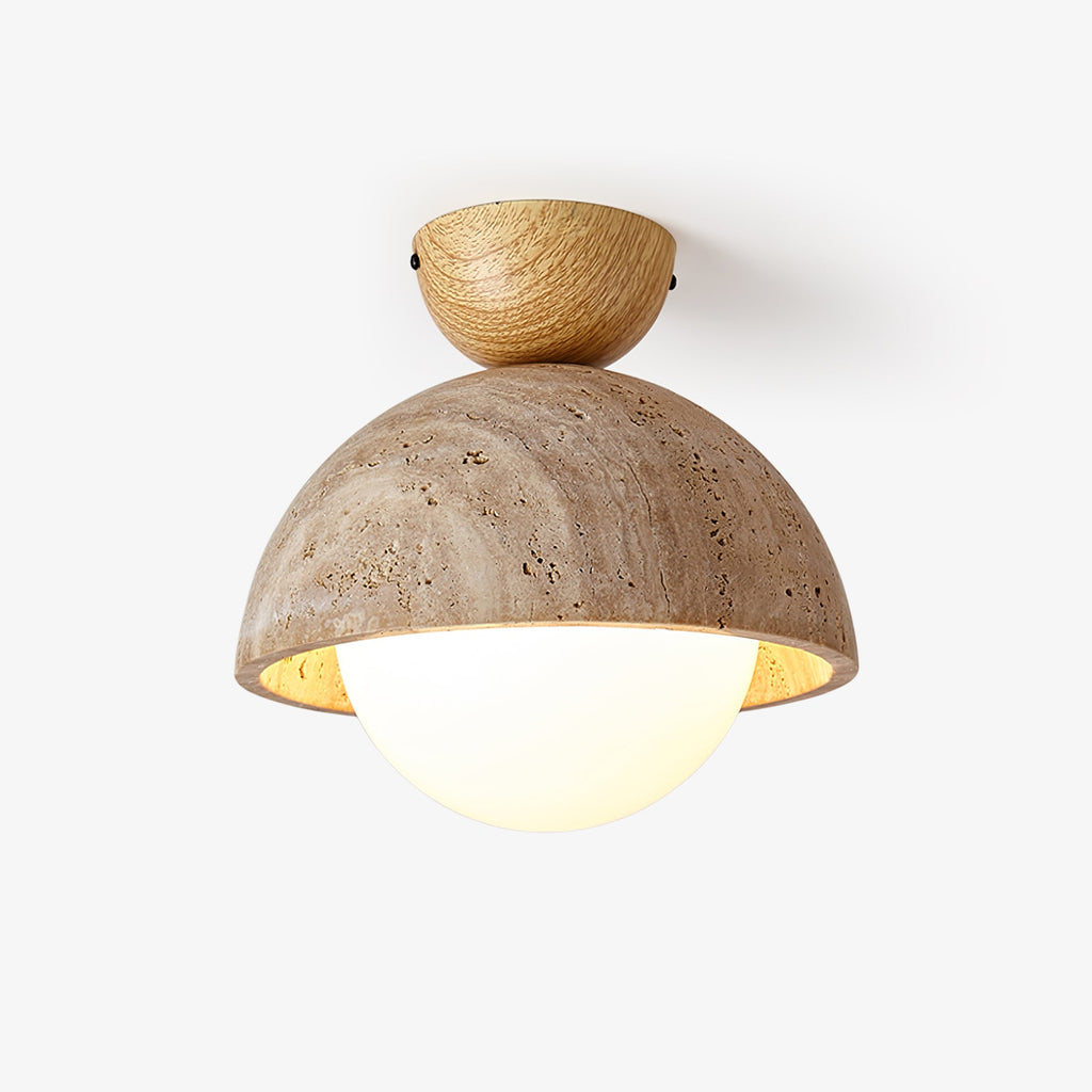 Plafonnier moderne Foxley en Bois et travertin jaune
