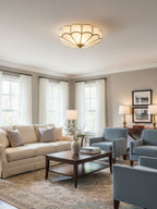 Plafonnier art déco Martti en verre Laiton et blanc