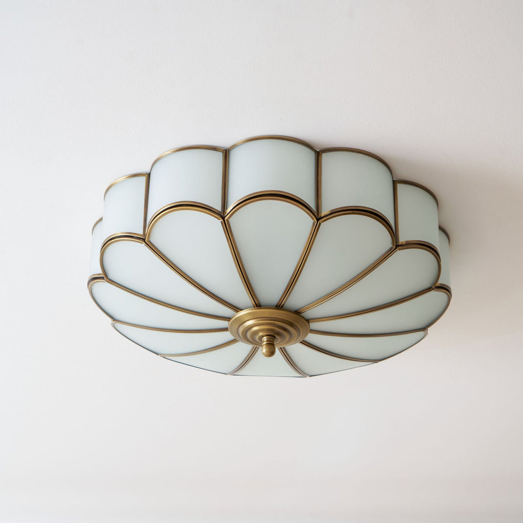 Plafonnier art déco Martti en verre Laiton et blanc