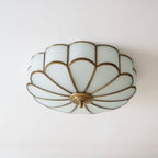Plafonnier art déco Martti en verre Laiton et blanc