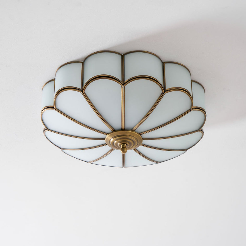 Plafonnier art déco Martti en verre Laiton et blanc