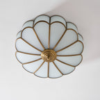 Plafonnier art déco Martti en verre Laiton et blanc