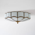 Plafonnier art déco Martti en verre Laiton et blanc