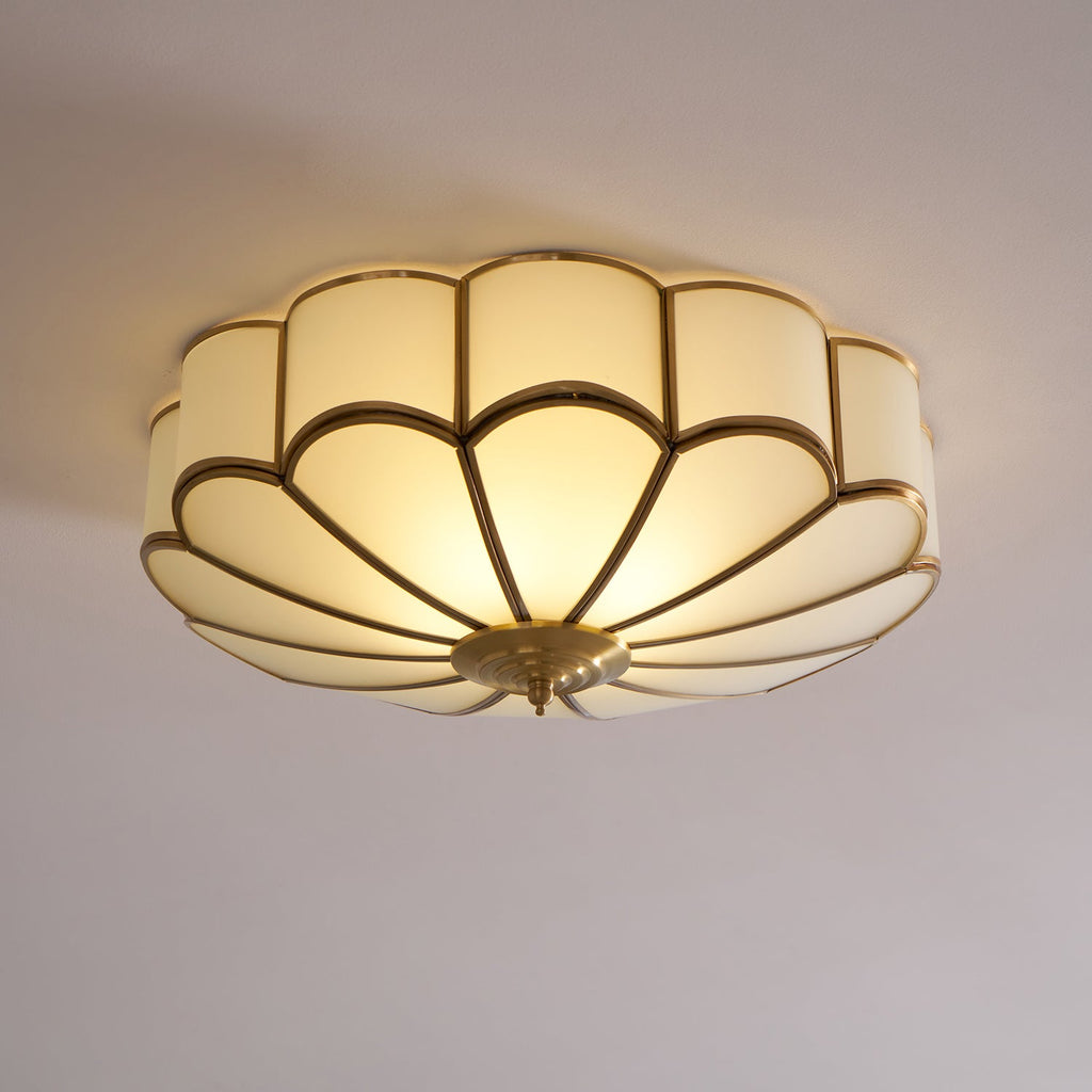Plafonnier art déco Martti en verre Laiton et blanc