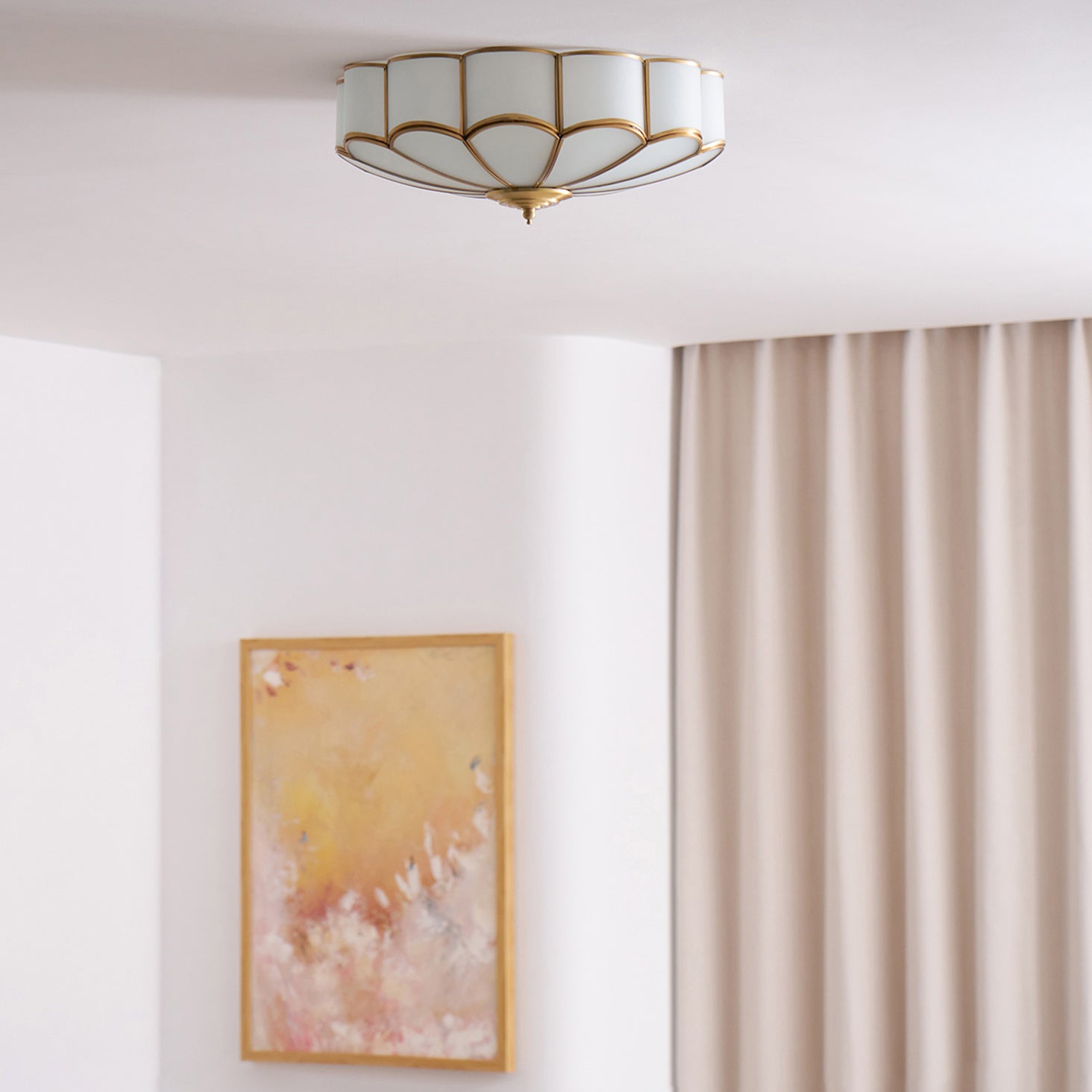 Plafonnier art déco Martti en verre Laiton et blanc