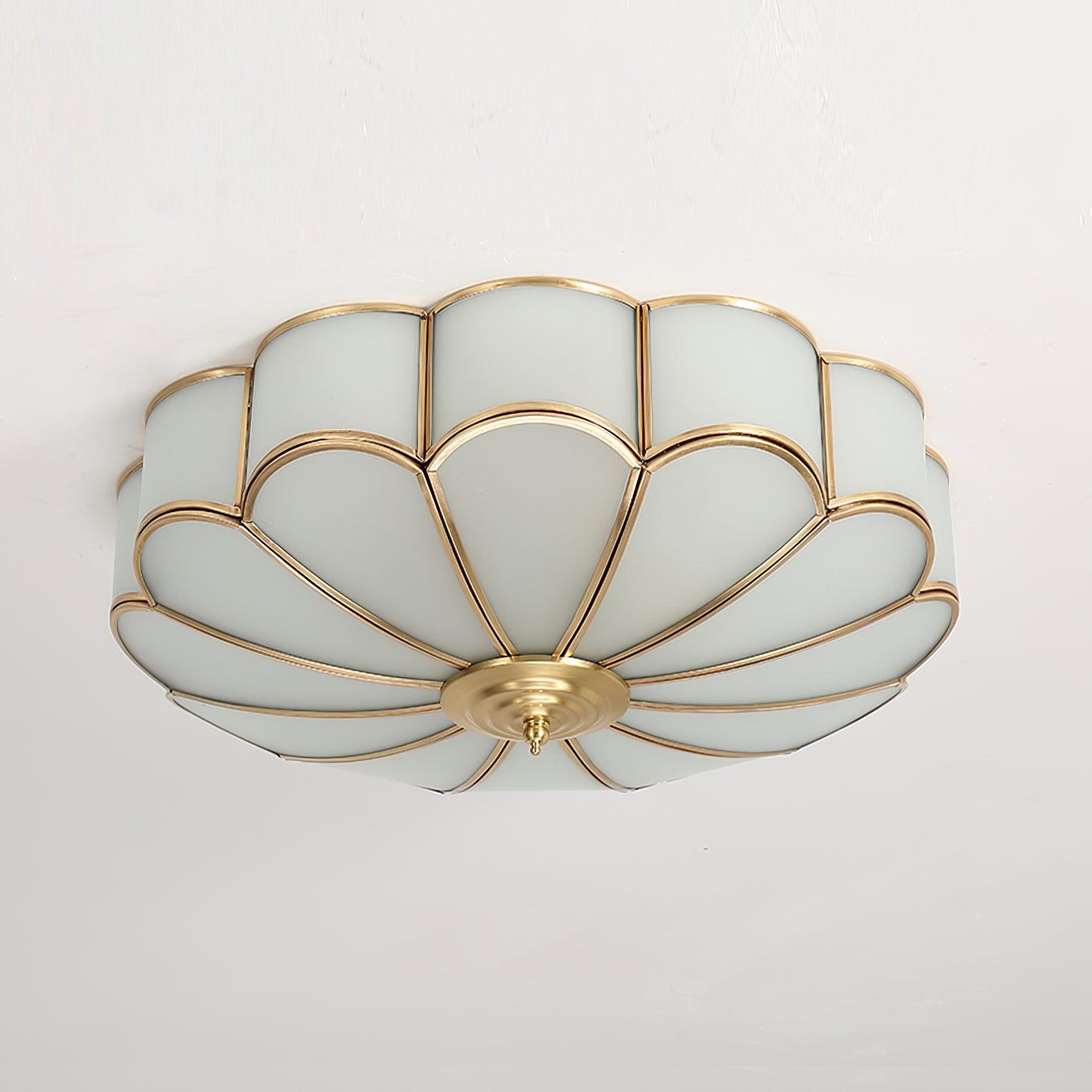 Plafonnier art déco Martti en verre Laiton et blanc