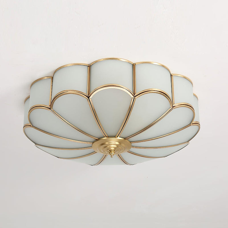 Plafonnier art déco Martti en verre Laiton et blanc