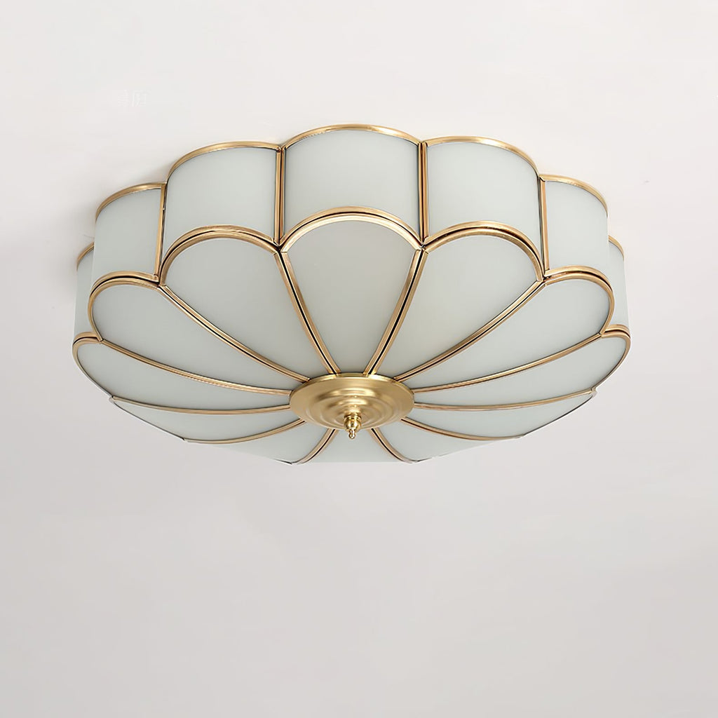 Plafonnier art déco Martti en verre Laiton et blanc