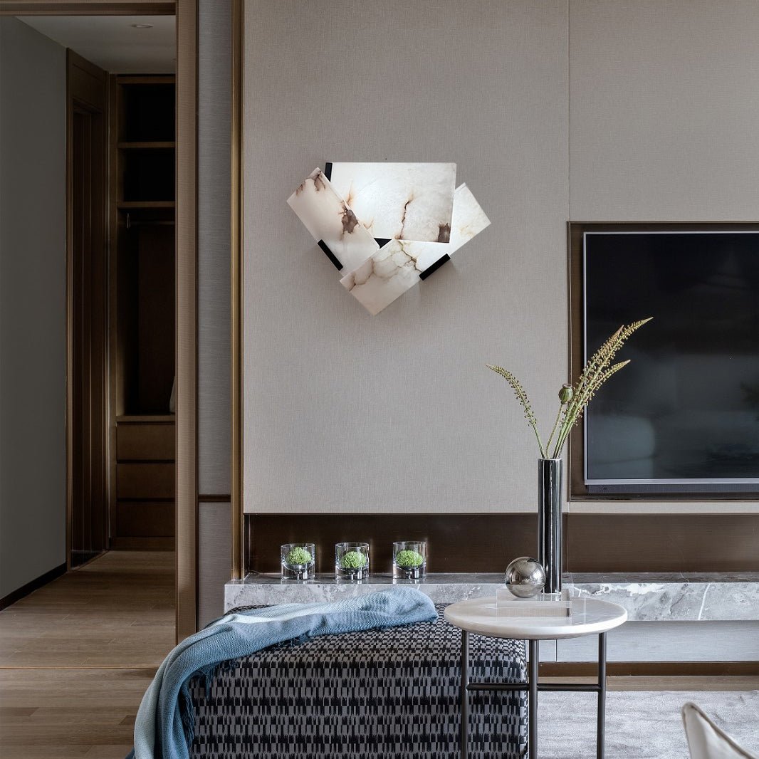 Applique murale moderne Didrek en Albâtre Blanc