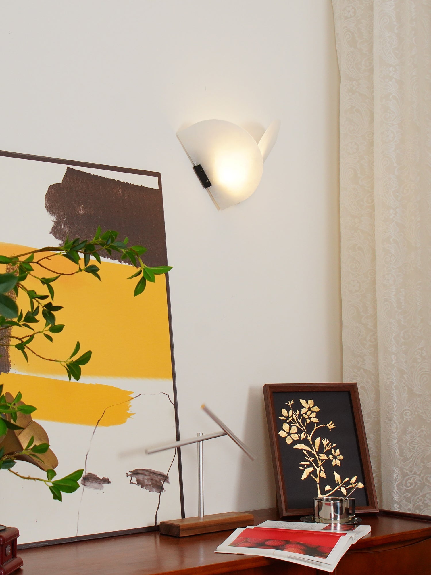 Applique murale moderne Jona en Albâtre Blanc et noir