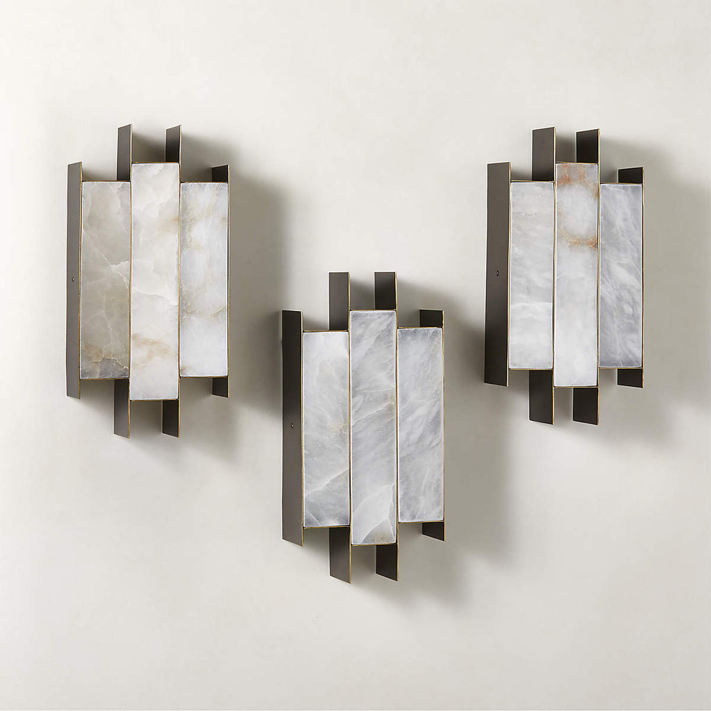Applique murale moderne Ulrik en Albâtre Noir et blanc