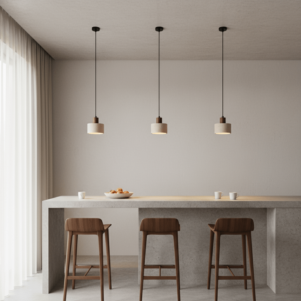 Suspension moderne Archie en Travertin jaune