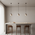 Suspension moderne Archie en Travertin jaune