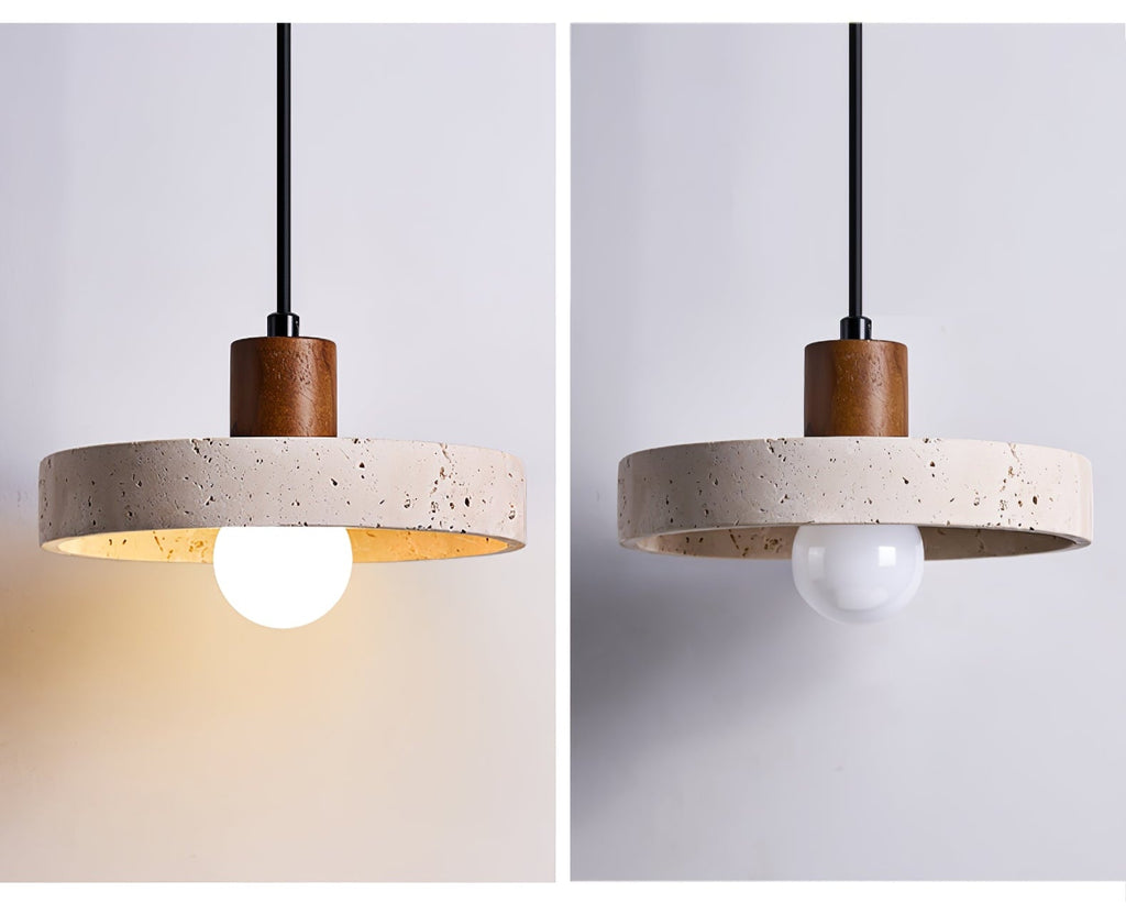 Suspension moderne Archie en Travertin jaune